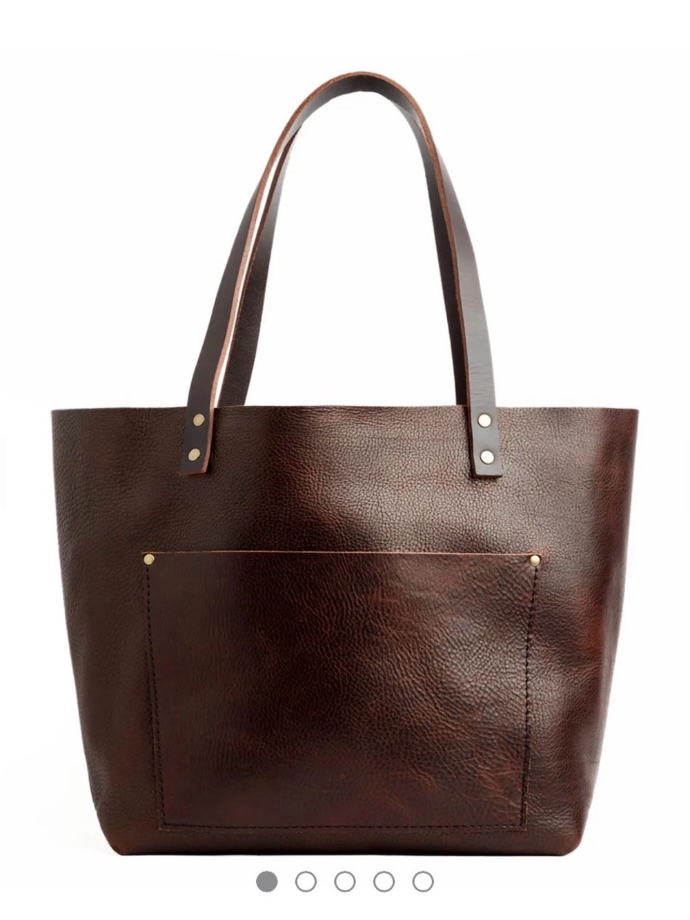 Portland Leather Dark Brown Leather Tote with Front Pocket